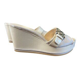 Coach Gypsy Platform Wedge Sandal 7B Luxury Old Money Preppy Resort Classic Chic